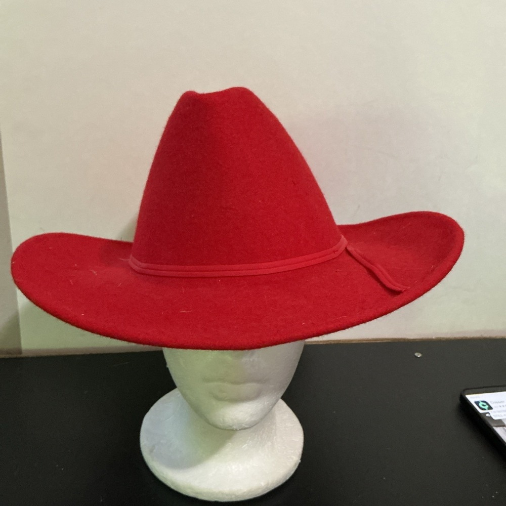 Rockmount Ranch Wear Cowboy Cowgirl Hat 100% Wool Red Style 2000 Size 7 1/8